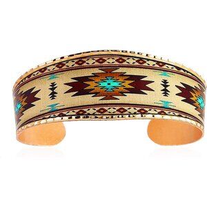 Native American Tribal Copper Cuff Bracelets Adjustable Unisex with Goshenite